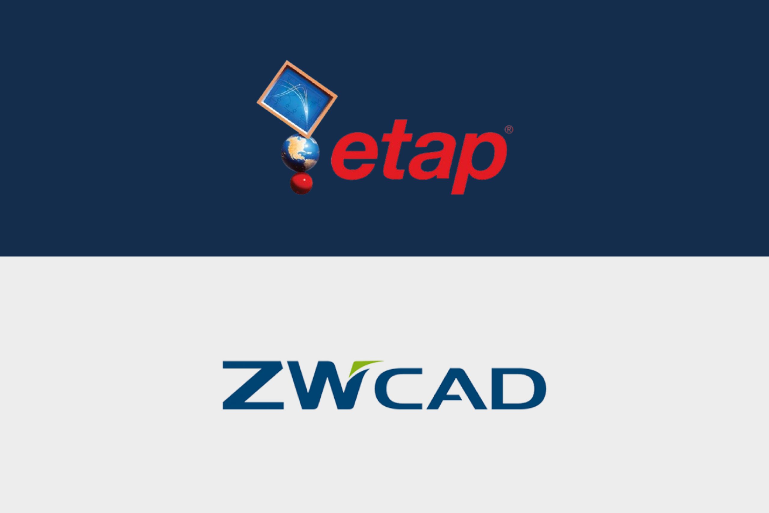 etap software and zwcad logo